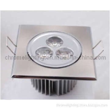Dimmable 3X1w Square LED Recessed Light, 295 -350lm Output, 100 -265VAC Input, Satin Nickel and Chrome Plated